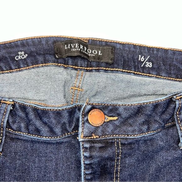 Liverpool Jean Company The Crop Dark Wash High Rise Boyfriend Cut Jeans Sz 16/33 - Picture 10 of 13